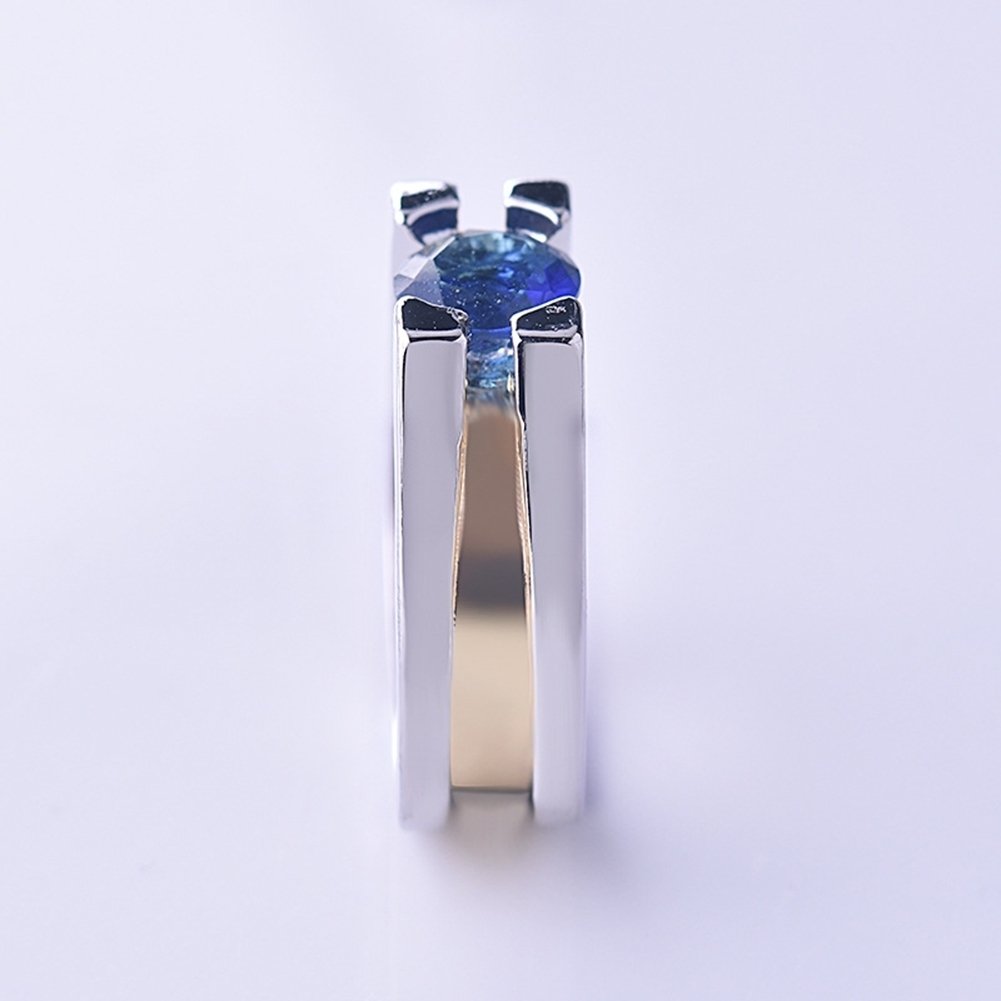 Fashion Women Faux Sapphire Inlaid Geometric Finger Ring Party Jewelry Gift Image 4