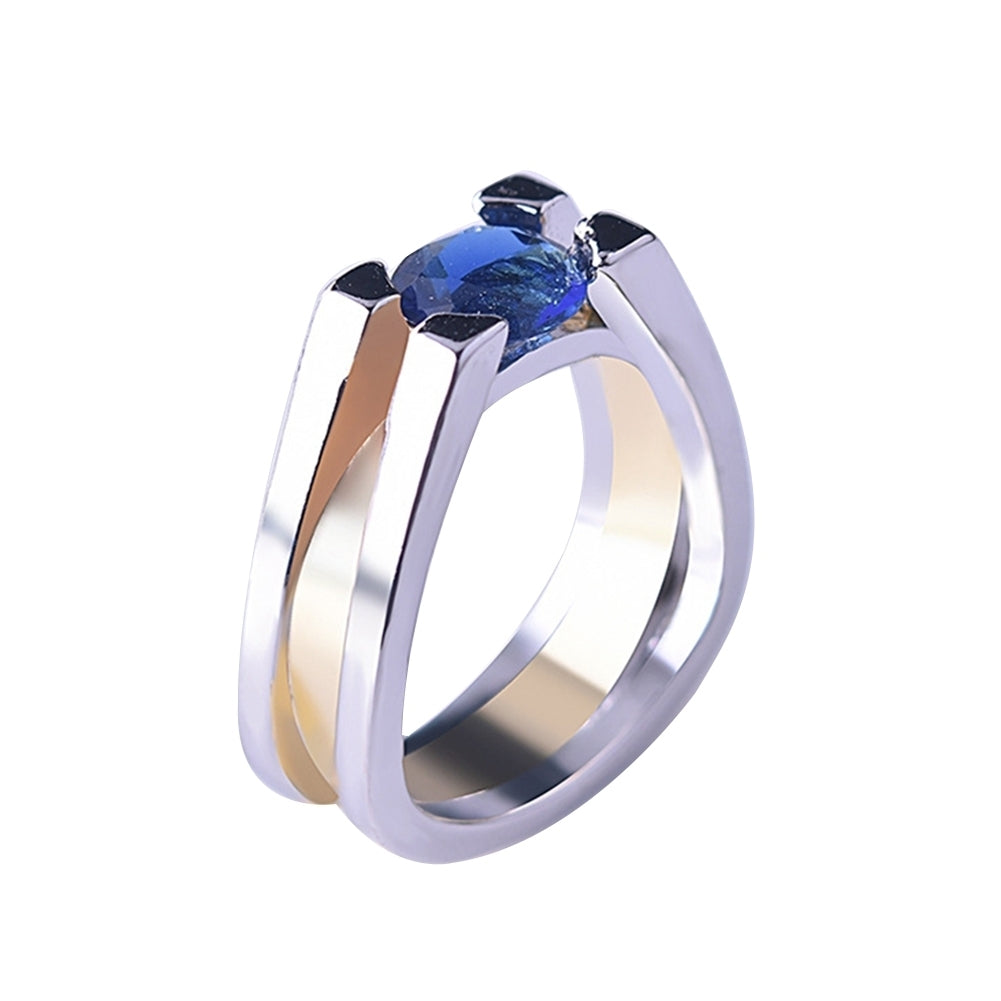 Fashion Women Faux Sapphire Inlaid Geometric Finger Ring Party Jewelry Gift Image 8