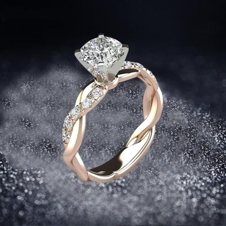 Women Cubic Zirconia Inlaid Twist Finger Ring Wedding Engagement Jewelry Gift Image 3