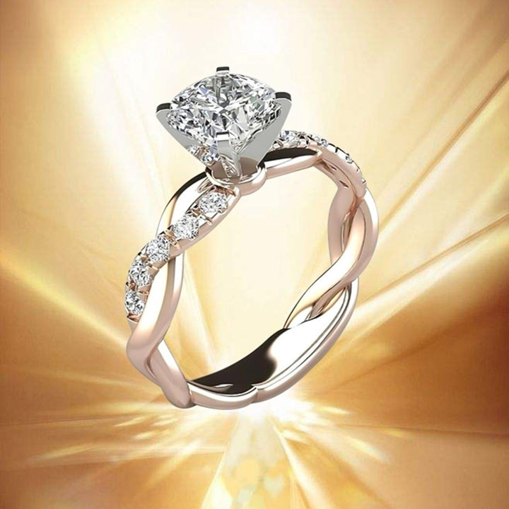 Women Cubic Zirconia Inlaid Twist Finger Ring Wedding Engagement Jewelry Gift Image 4