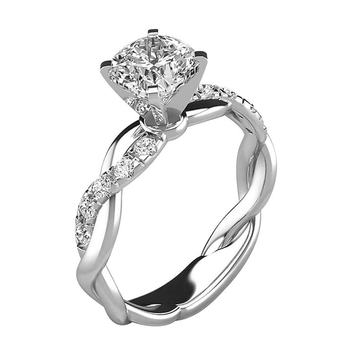 Women Cubic Zirconia Inlaid Twist Finger Ring Wedding Engagement Jewelry Gift Image 1