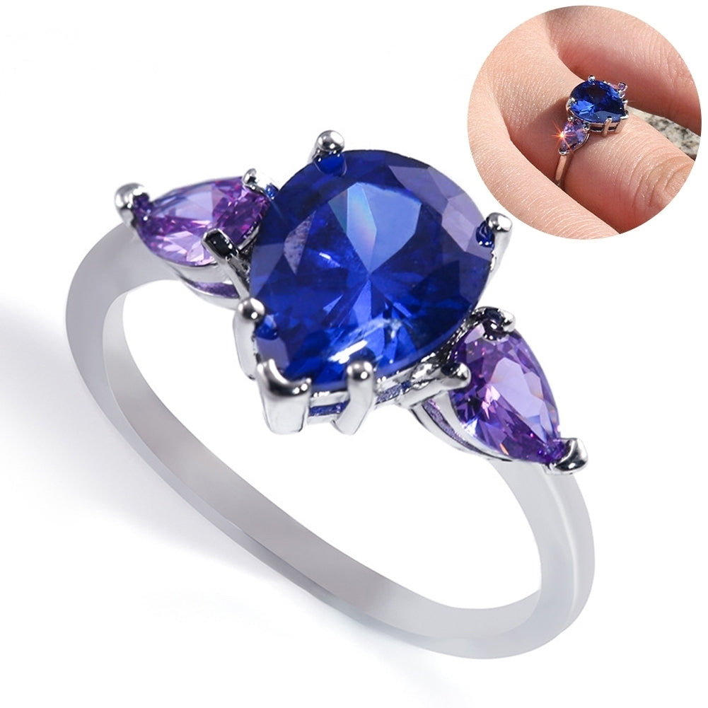 Fashion Women Faux Sapphire Amethyst Finger Ring Wedding Party Jewelry Gift Image 1