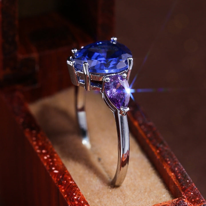 Fashion Women Faux Sapphire Amethyst Finger Ring Wedding Party Jewelry Gift Image 4