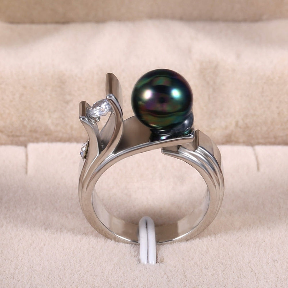 Fashion Women Faux Pearl Geometric Finger Ring Wedding Engagement Jewelry Gift Image 4