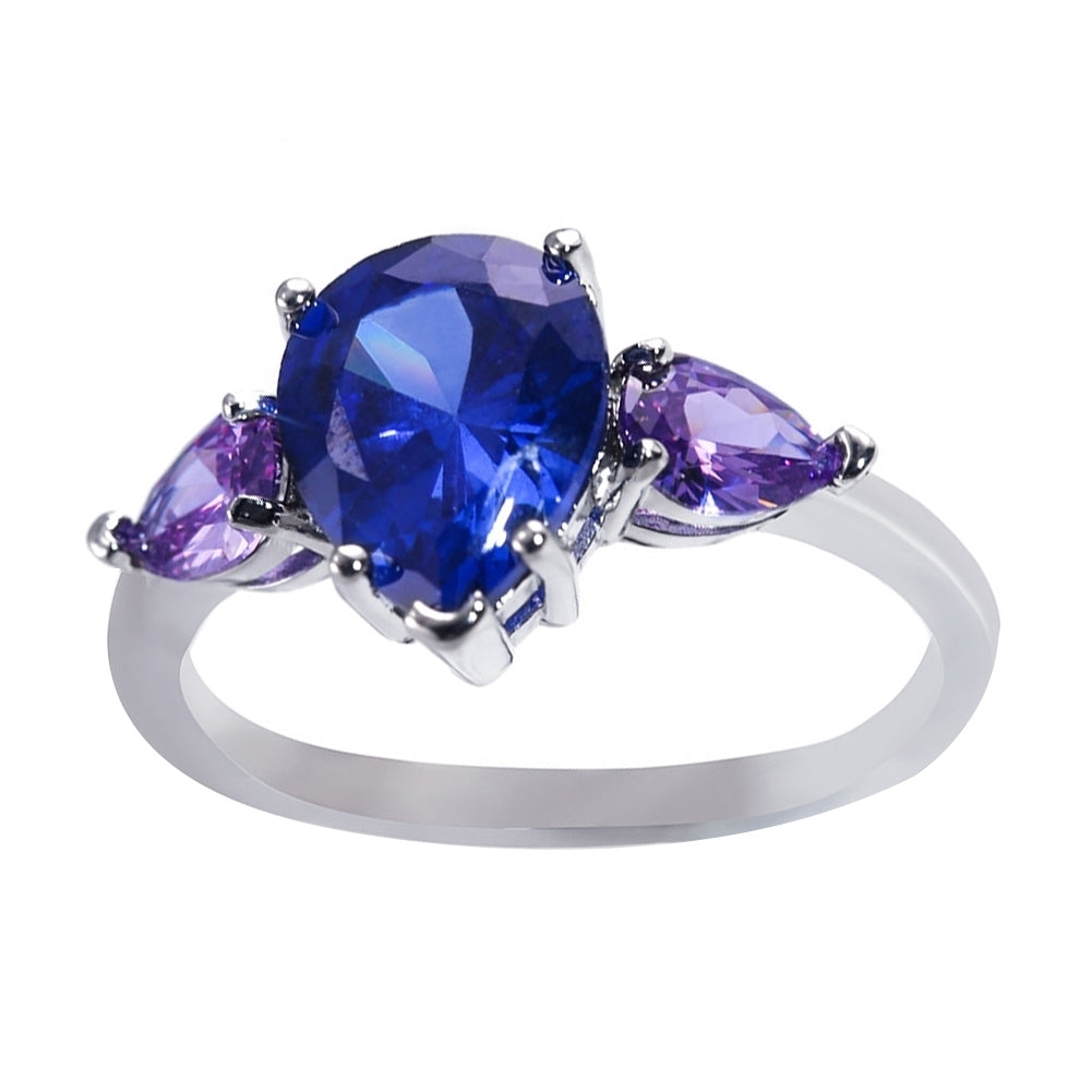 Fashion Women Faux Sapphire Amethyst Finger Ring Wedding Party Jewelry Gift Image 9