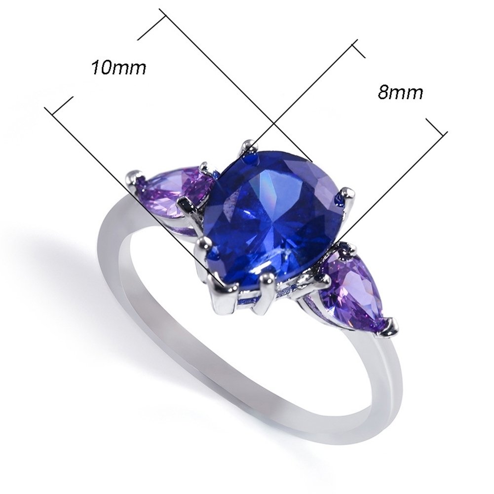 Fashion Women Faux Sapphire Amethyst Finger Ring Wedding Party Jewelry Gift Image 10