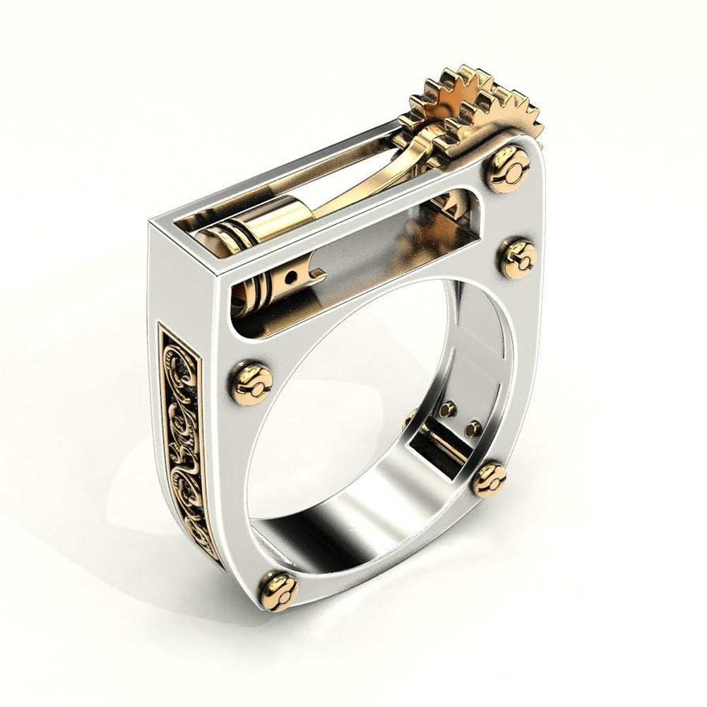 Punk Men Women Mechanical Gear Geometric Band Finger Ring Party Jewelry Gift Image 1