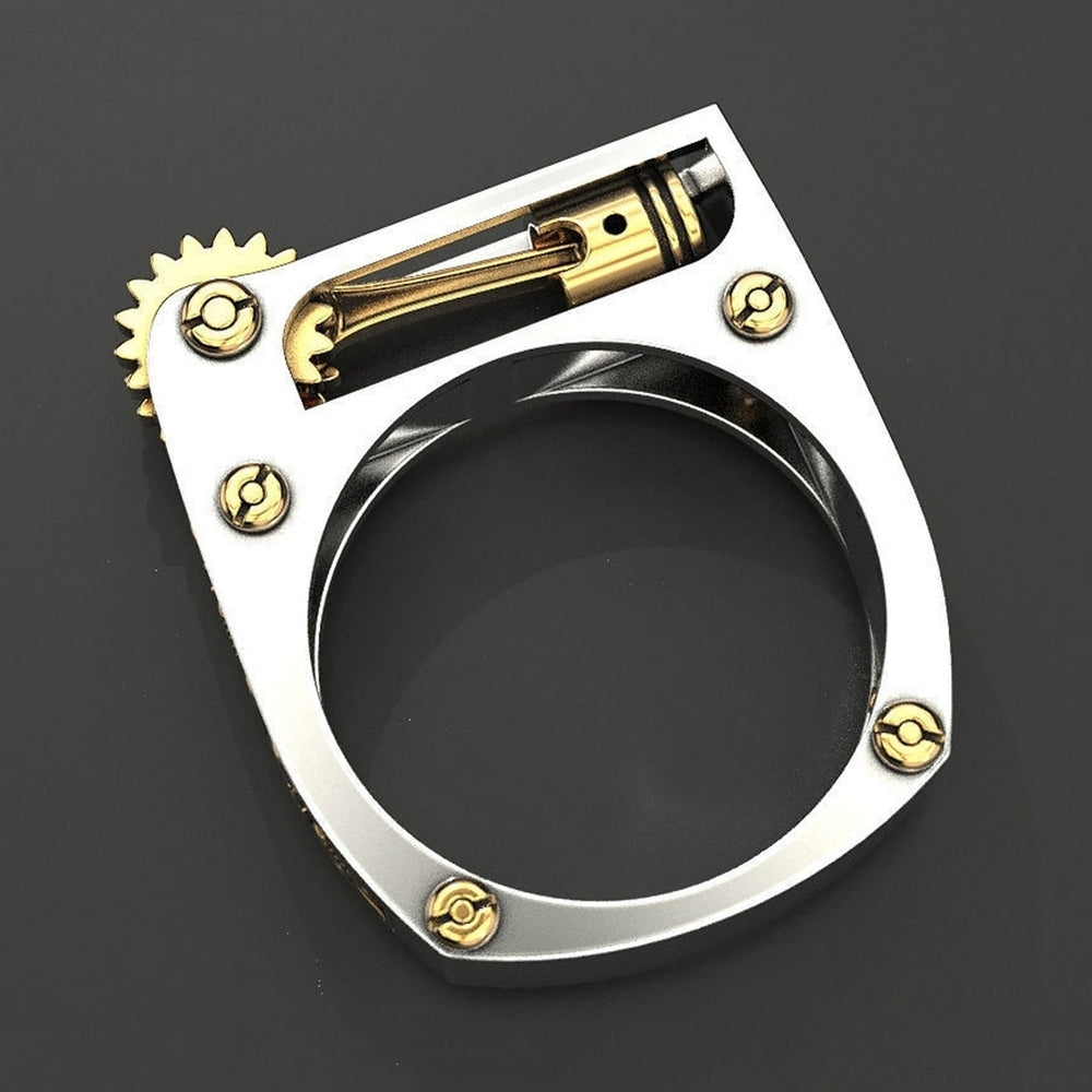 Punk Men Women Mechanical Gear Geometric Band Finger Ring Party Jewelry Gift Image 2