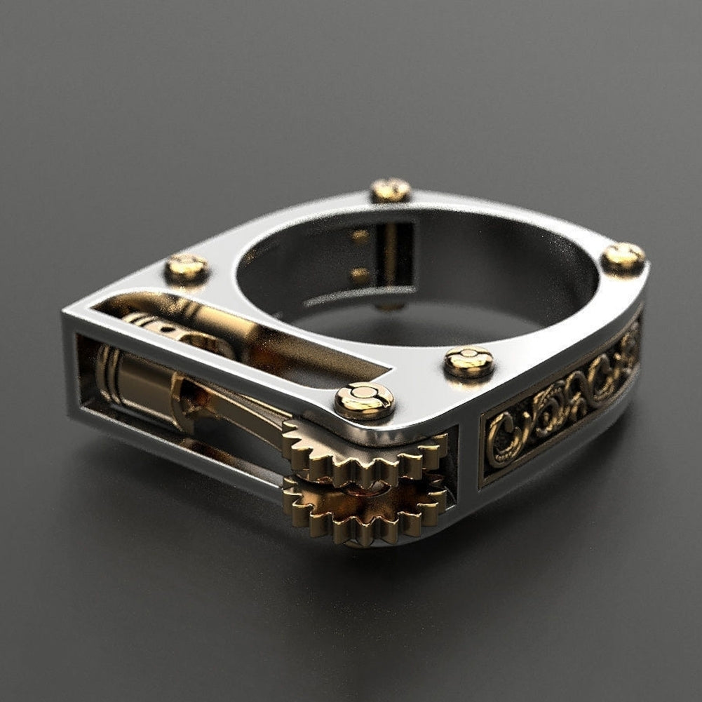 Punk Men Women Mechanical Gear Geometric Band Finger Ring Party Jewelry Gift Image 3