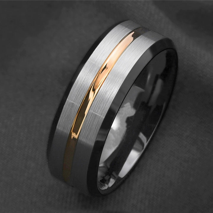 Fashion Men Matte Stripe Titanium Steel Band Ring Wedding Party Jewelry Gift Image 1