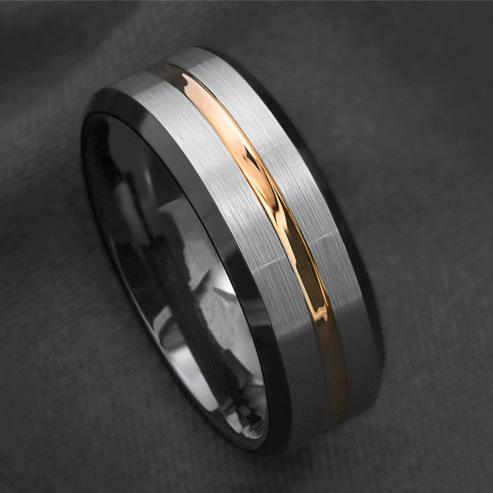 Fashion Men Matte Stripe Titanium Steel Band Ring Wedding Party Jewelry Gift Image 2