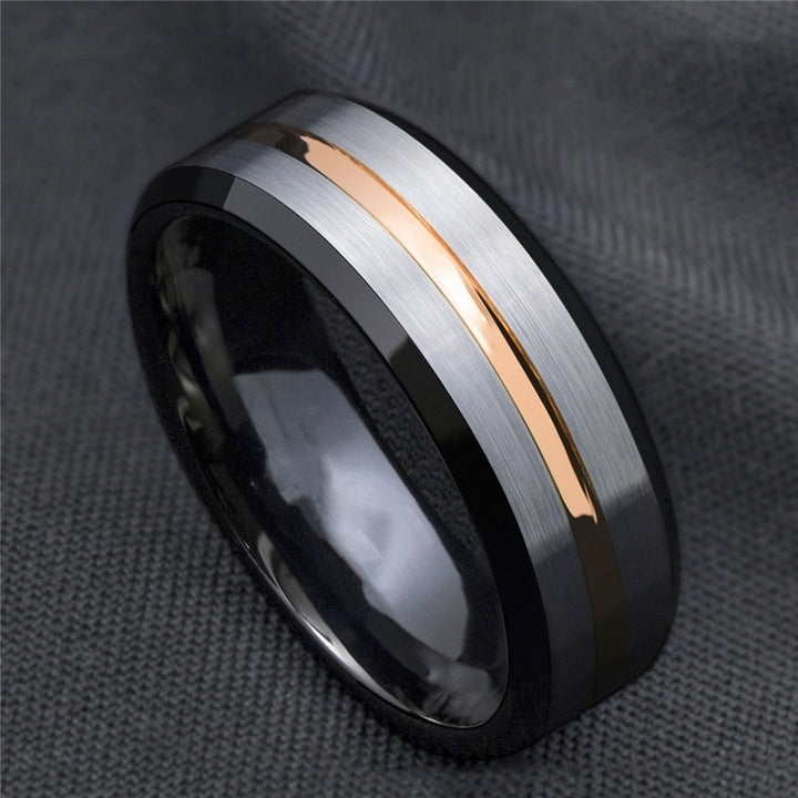 Fashion Men Matte Stripe Titanium Steel Band Ring Wedding Party Jewelry Gift Image 3