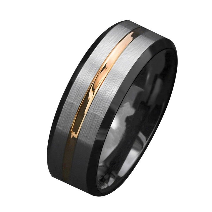 Fashion Men Matte Stripe Titanium Steel Band Ring Wedding Party Jewelry Gift Image 4