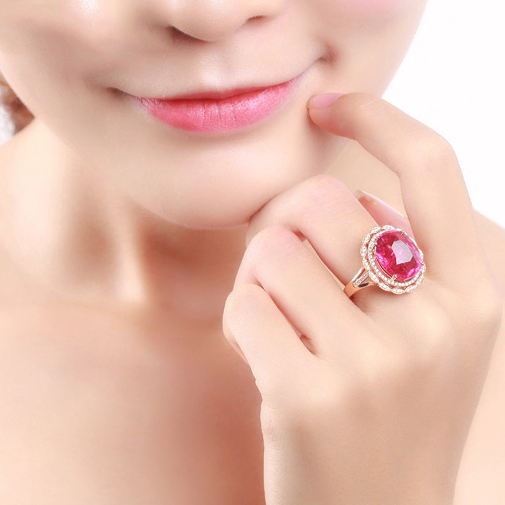 Luxury Women Faux Pigeon Blood Ruby Adjustable Finger Ring Wedding Jewelry Gift Image 3