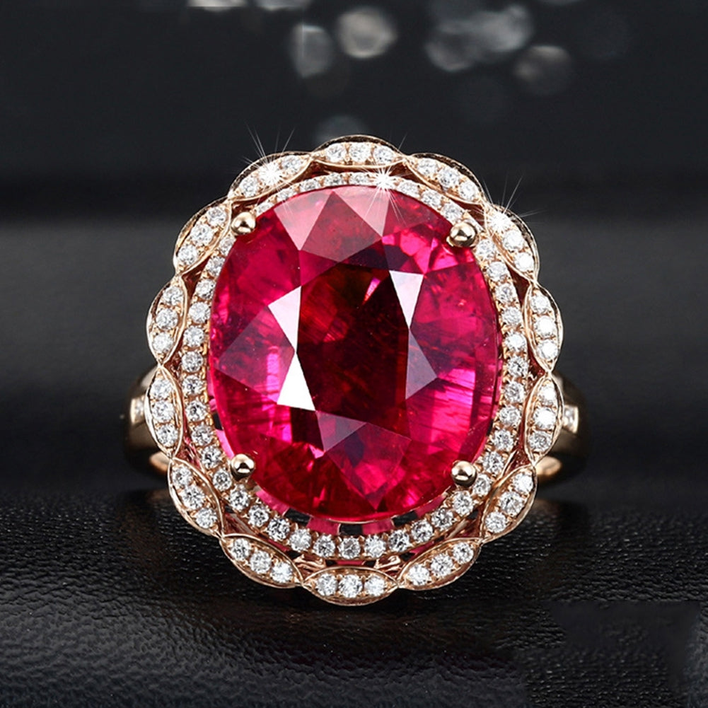 Luxury Women Faux Pigeon Blood Ruby Adjustable Finger Ring Wedding Jewelry Gift Image 4