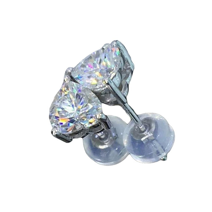 Women Colorful Heart Cubic Zirconia Inlaid Ear Stud Earrings Party Jewelry Gift Image 4