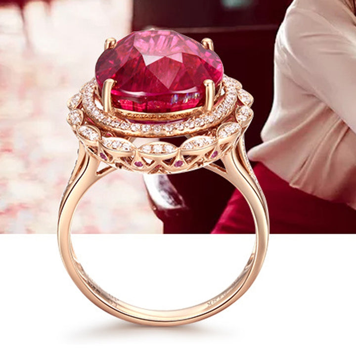 Luxury Women Faux Pigeon Blood Ruby Adjustable Finger Ring Wedding Jewelry Gift Image 7