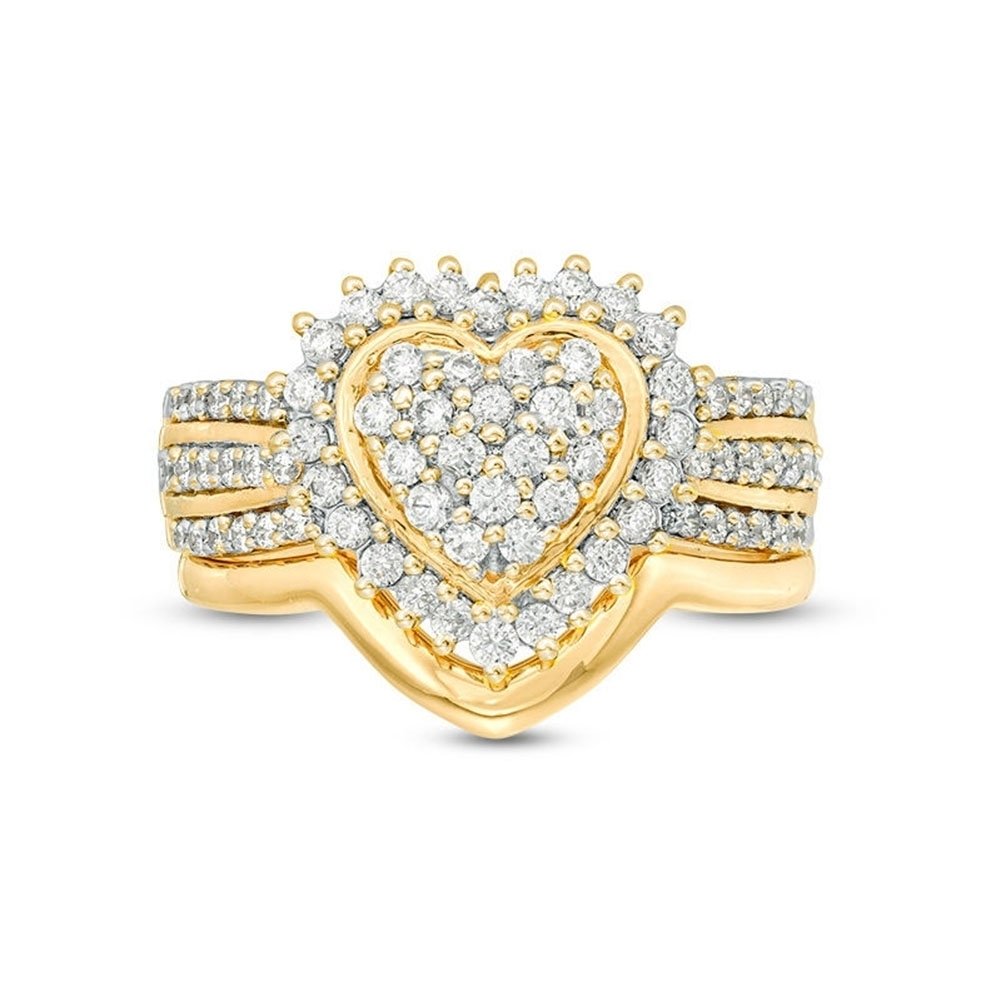 Fashion Women Cubic Zirconia Inlaid Heart Finger Ring Wedding Party Jewelry Gift Image 4