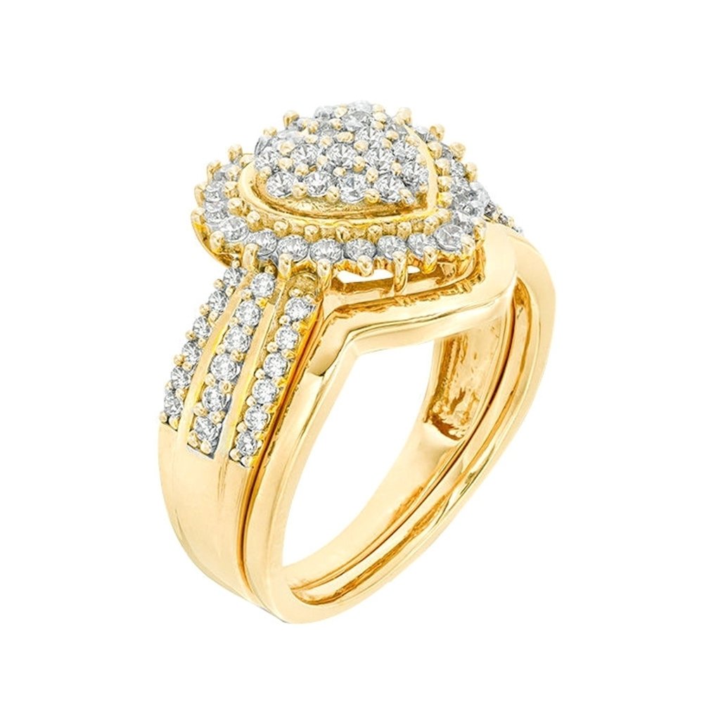 Fashion Women Cubic Zirconia Inlaid Heart Finger Ring Wedding Party Jewelry Gift Image 1