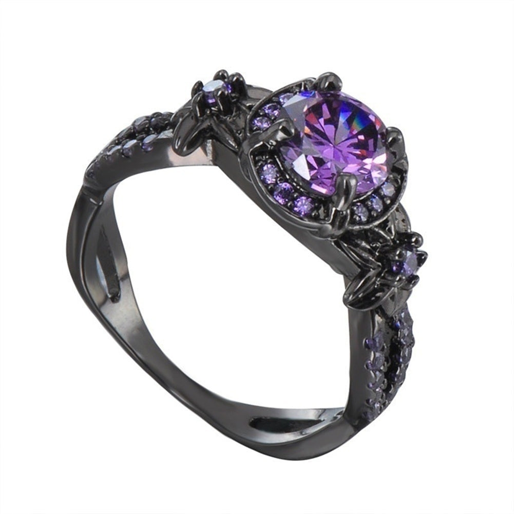 Elegant Women Faux Amethyst Inlaid Finger Ring Wedding Engagement Jewelry Gift Image 2