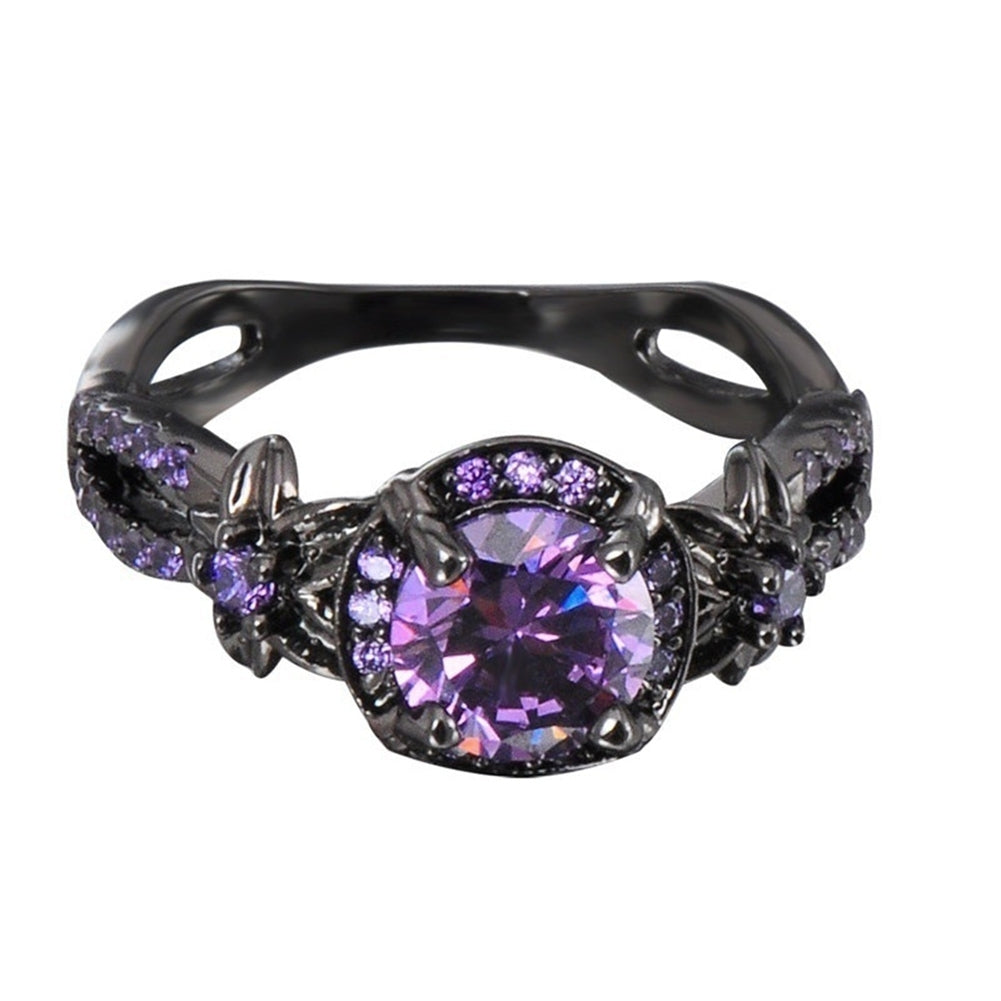 Elegant Women Faux Amethyst Inlaid Finger Ring Wedding Engagement Jewelry Gift Image 3