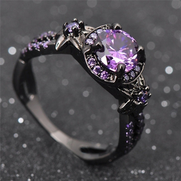 Elegant Women Faux Amethyst Inlaid Finger Ring Wedding Engagement Jewelry Gift Image 4