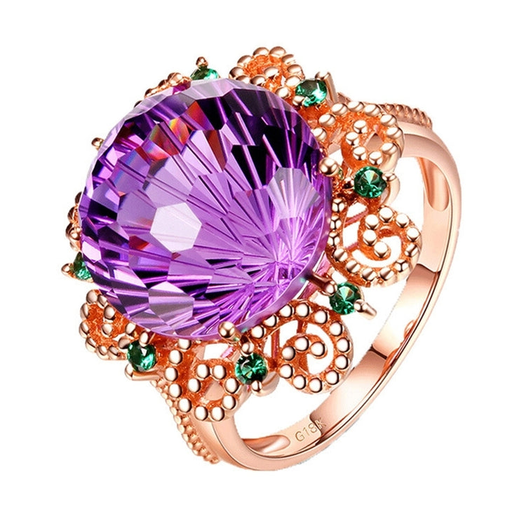 Fashion Women Faux Amethyst Finger Ring Wedding Engagement Banquet Jewelry Gift Image 1