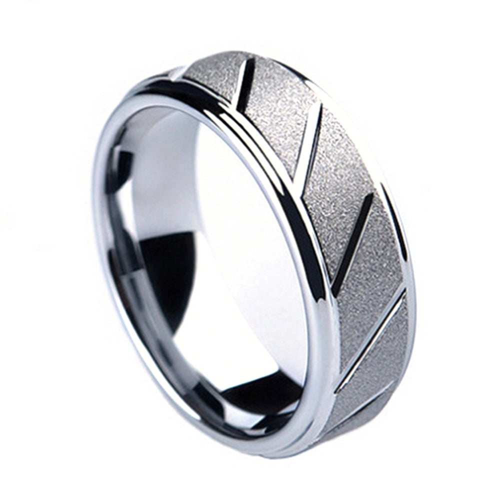 Men Fashion Matte Geometric Band Finger Ring Wedding Engagement Jewelry Gift Image 2