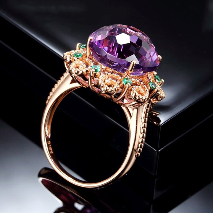 Fashion Women Faux Amethyst Finger Ring Wedding Engagement Banquet Jewelry Gift Image 2