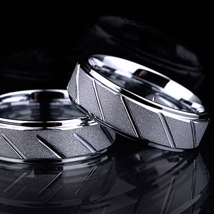 Men Fashion Matte Geometric Band Finger Ring Wedding Engagement Jewelry Gift Image 3