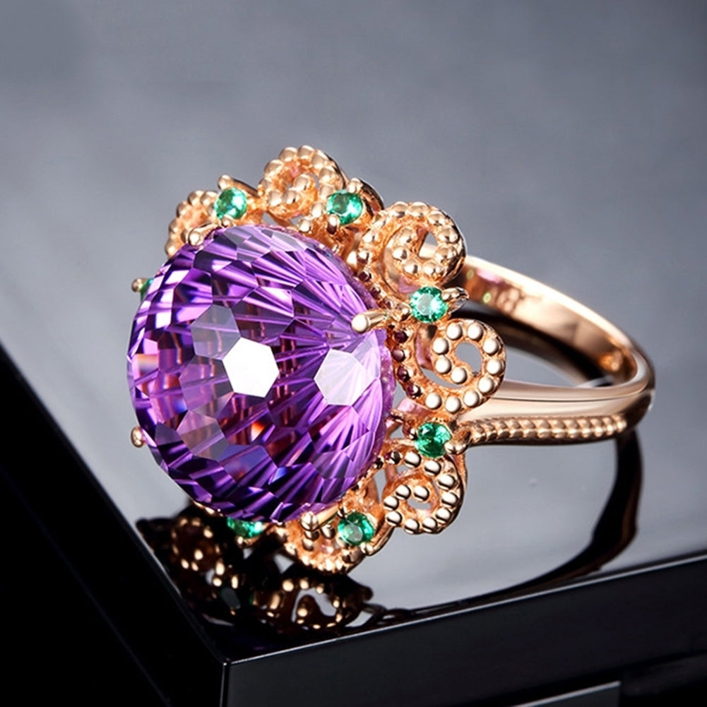 Fashion Women Faux Amethyst Finger Ring Wedding Engagement Banquet Jewelry Gift Image 3