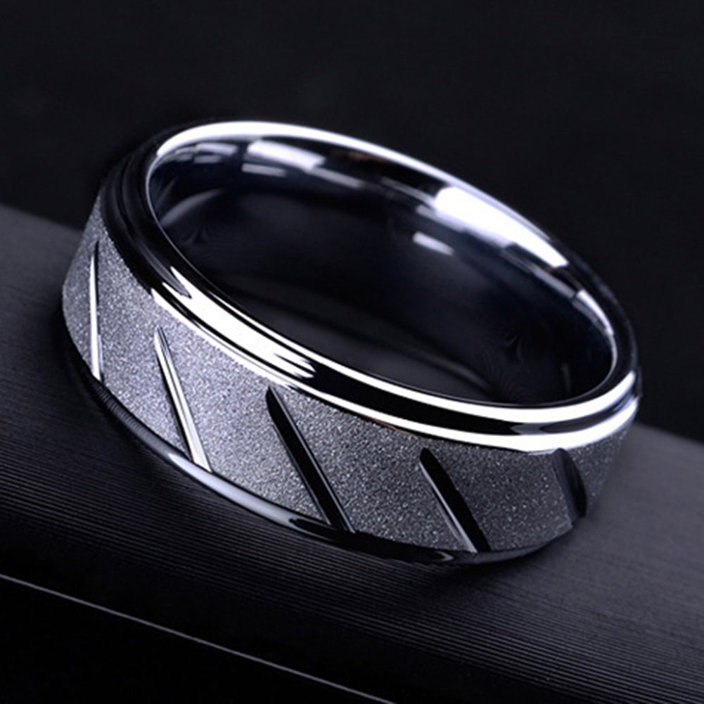 Men Fashion Matte Geometric Band Finger Ring Wedding Engagement Jewelry Gift Image 4