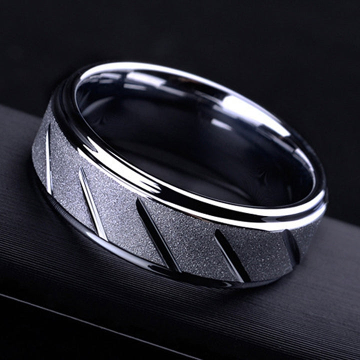 Men Fashion Matte Geometric Band Finger Ring Wedding Engagement Jewelry Gift Image 4