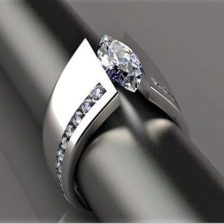 Fashion Women Marquise Cut Cubic Zirconia Geometric Ring Wedding Jewelry Gift Image 1