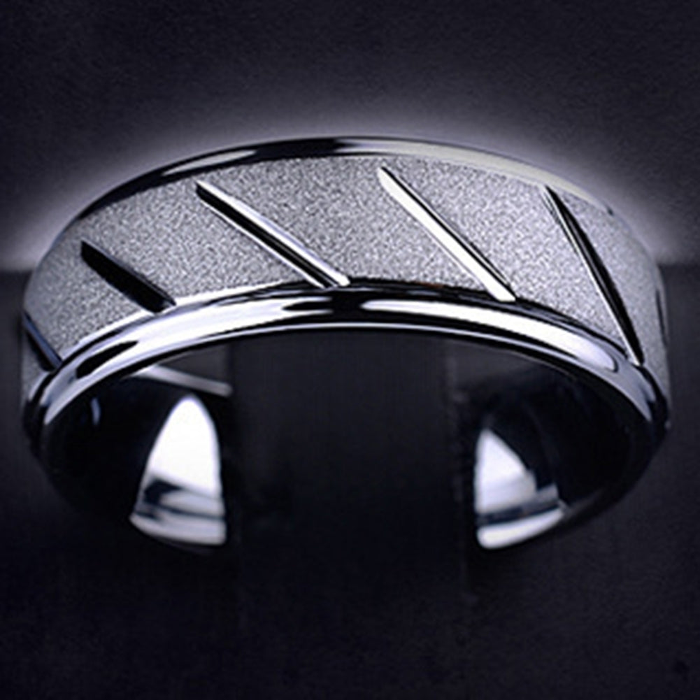 Men Fashion Matte Geometric Band Finger Ring Wedding Engagement Jewelry Gift Image 6