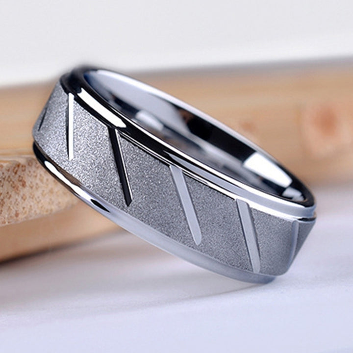 Men Fashion Matte Geometric Band Finger Ring Wedding Engagement Jewelry Gift Image 12