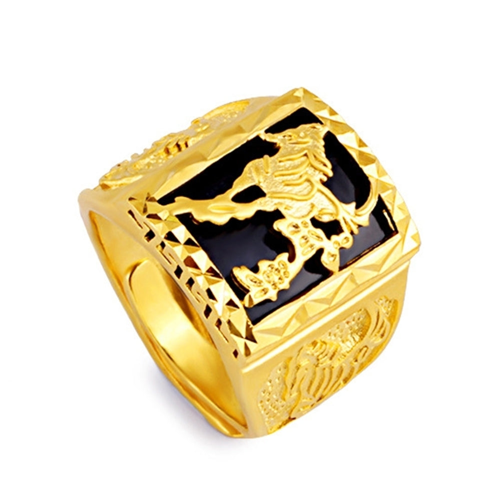 Fashion Men Gold Plated Horse Carved Wide Band Open Finger Ring Party Jewelry Image 2