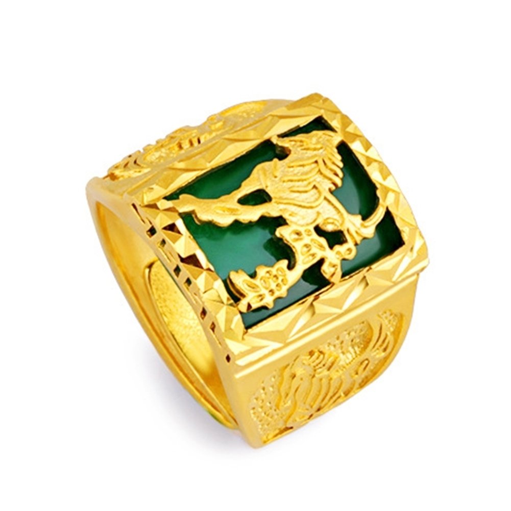 Fashion Men Gold Plated Horse Carved Wide Band Open Finger Ring Party Jewelry Image 3