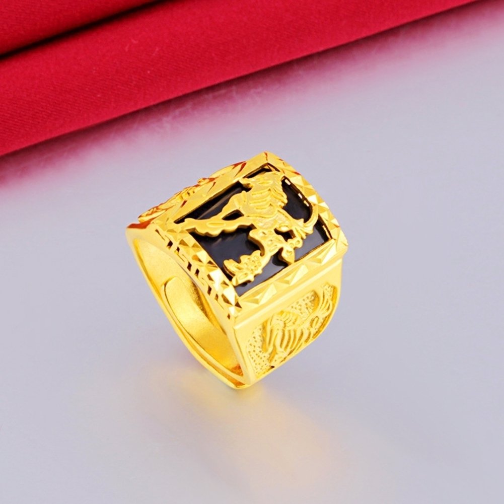 Fashion Men Gold Plated Horse Carved Wide Band Open Finger Ring Party Jewelry Image 7