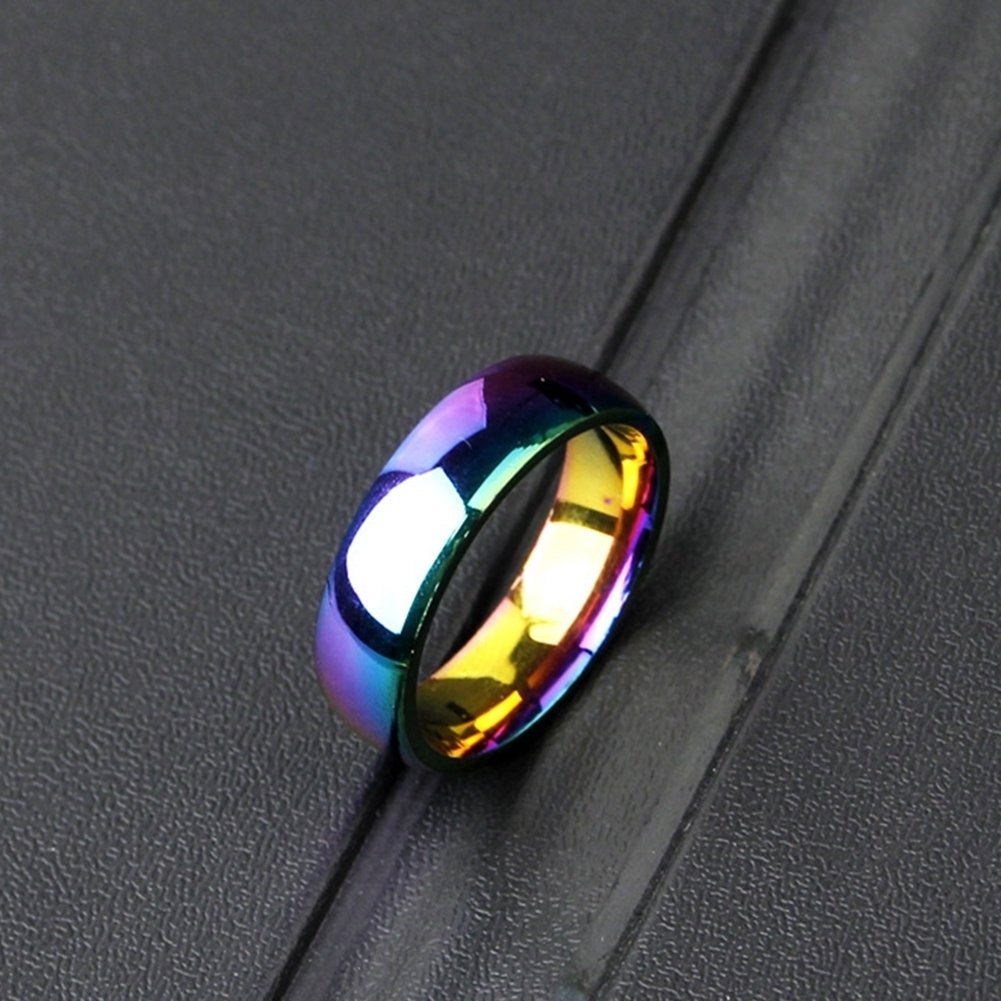 Fashion Men Women Rainbow Wedding Party Band Ring Jewelry Valentine Day Gift Image 1