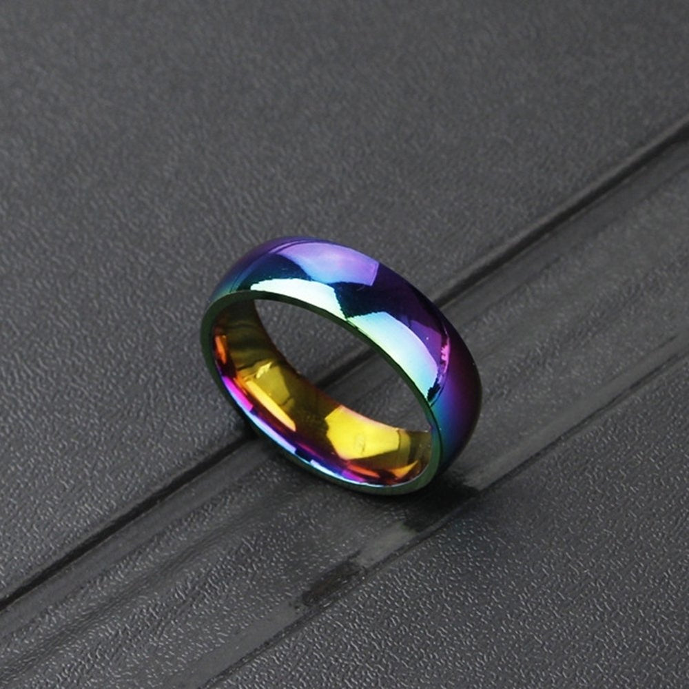 Fashion Men Women Rainbow Wedding Party Band Ring Jewelry Valentine Day Gift Image 2