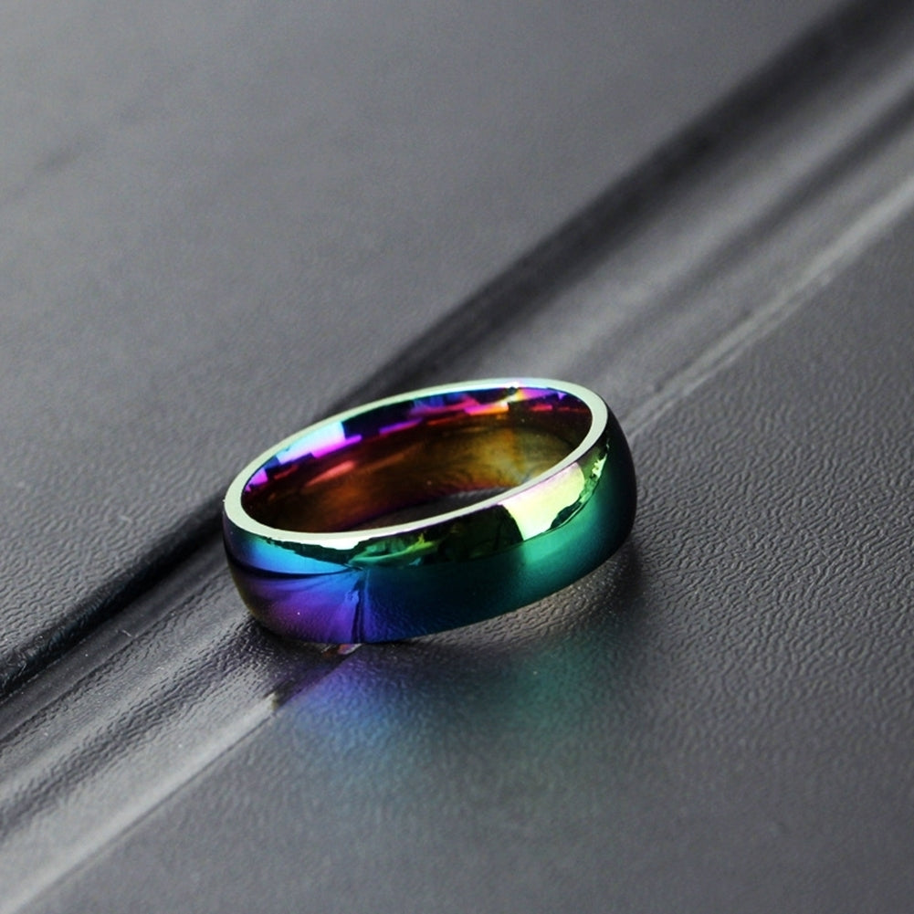 Fashion Men Women Rainbow Wedding Party Band Ring Jewelry Valentine Day Gift Image 3