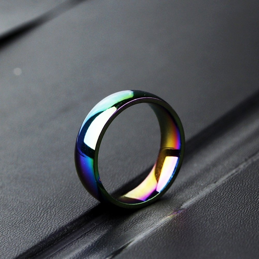 Fashion Men Women Rainbow Wedding Party Band Ring Jewelry Valentine Day Gift Image 4