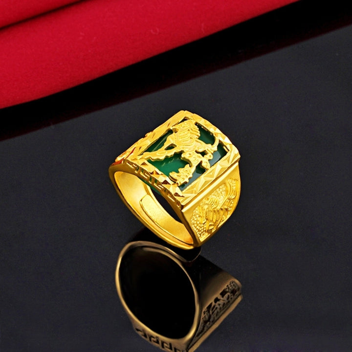 Fashion Men Gold Plated Horse Carved Wide Band Open Finger Ring Party Jewelry Image 11