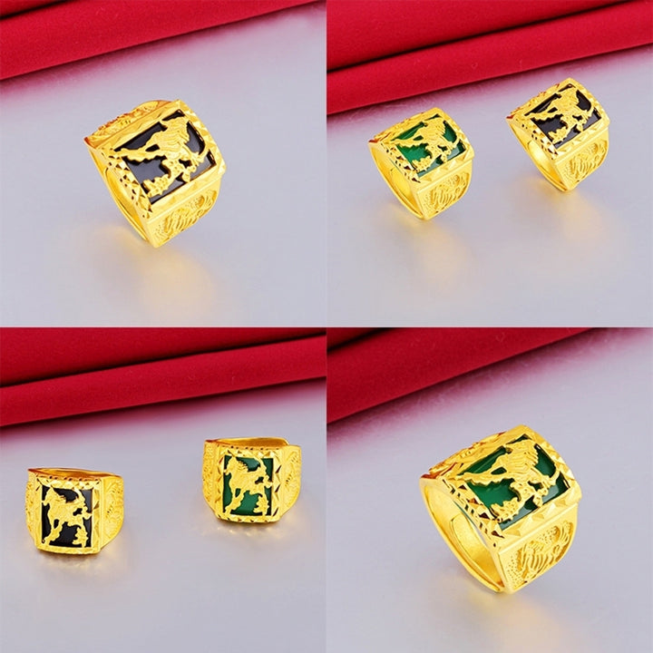 Fashion Men Gold Plated Horse Carved Wide Band Open Finger Ring Party Jewelry Image 12