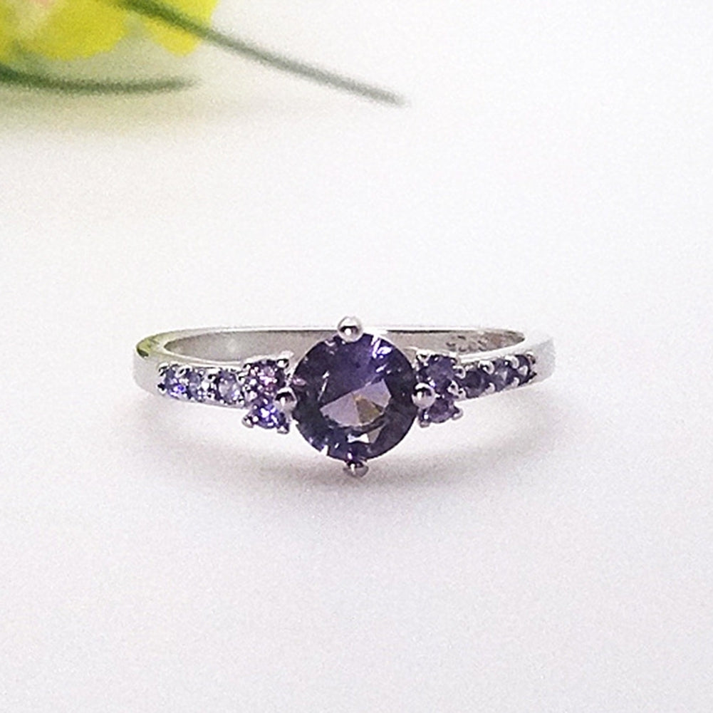 Luxury Women Faux Amethyst Inlaid Finger Ring Wedding Engagement Jewelry Gift Image 3