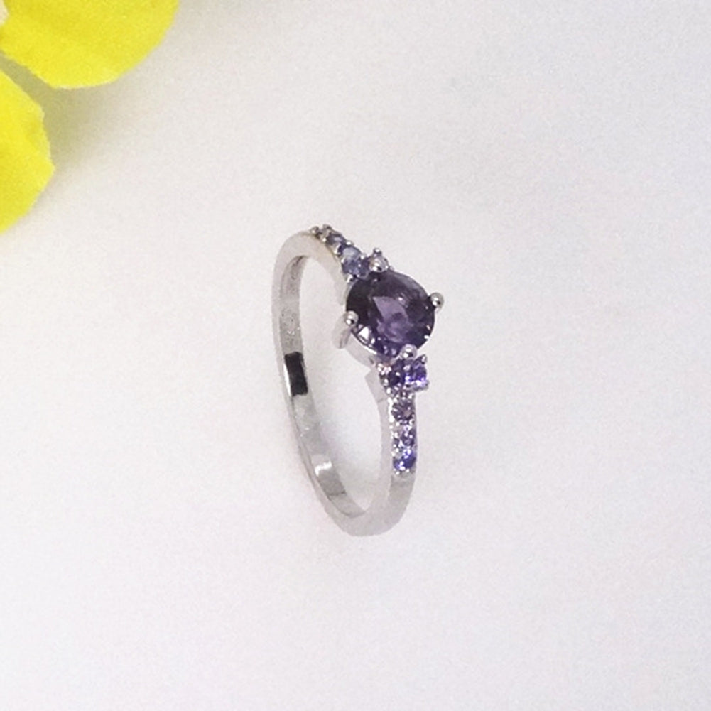 Luxury Women Faux Amethyst Inlaid Finger Ring Wedding Engagement Jewelry Gift Image 4