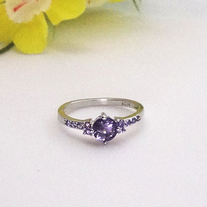 Luxury Women Faux Amethyst Inlaid Finger Ring Wedding Engagement Jewelry Gift Image 6