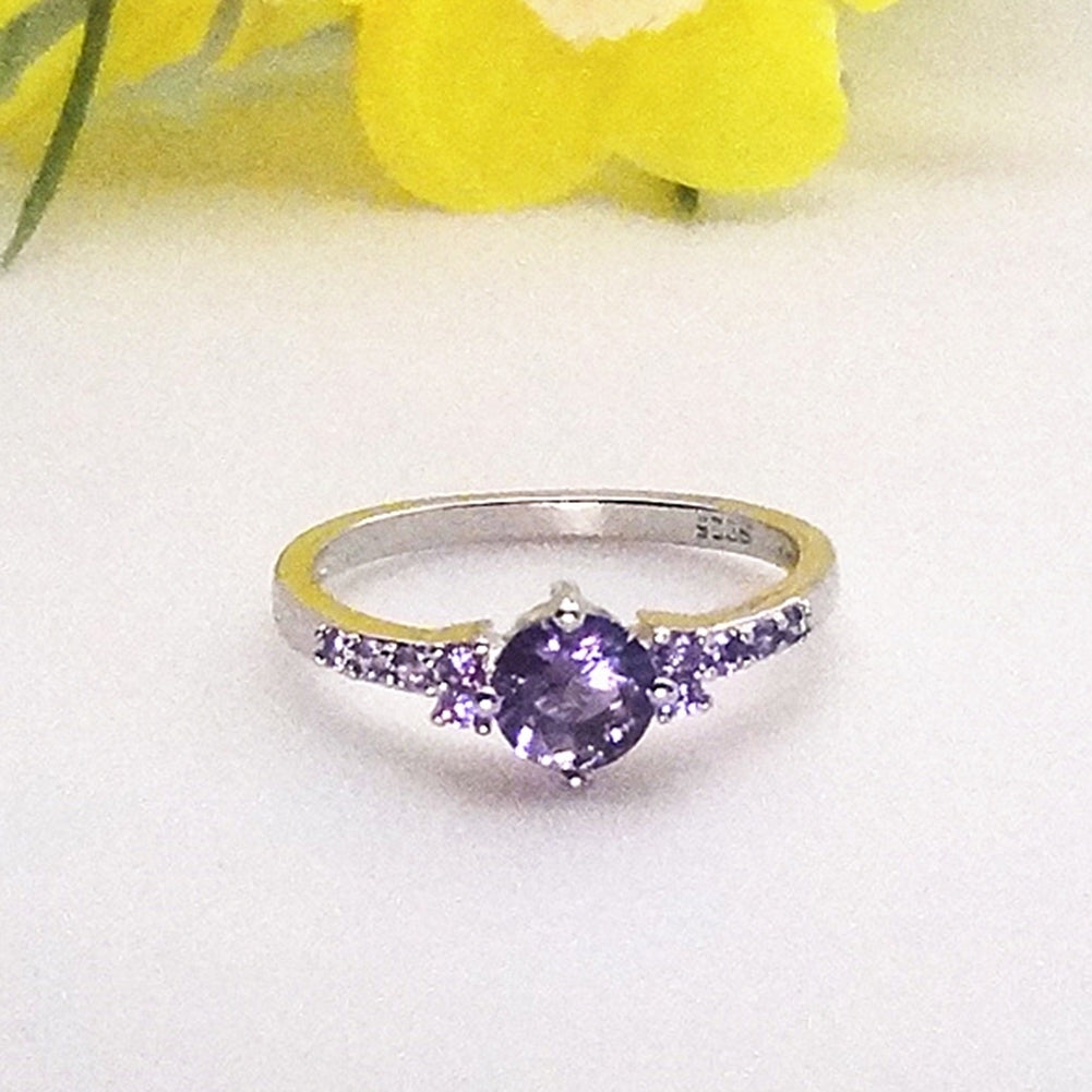 Luxury Women Faux Amethyst Inlaid Finger Ring Wedding Engagement Jewelry Gift Image 7