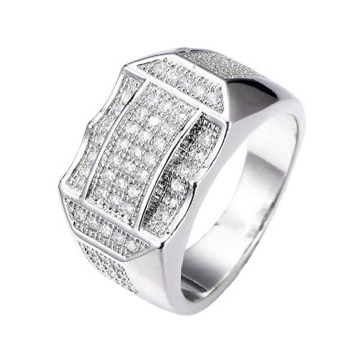 Fashion Men Rhinestone Inlaid Geometric Finger Ring Wedding Party Jewelry Gift Image 10